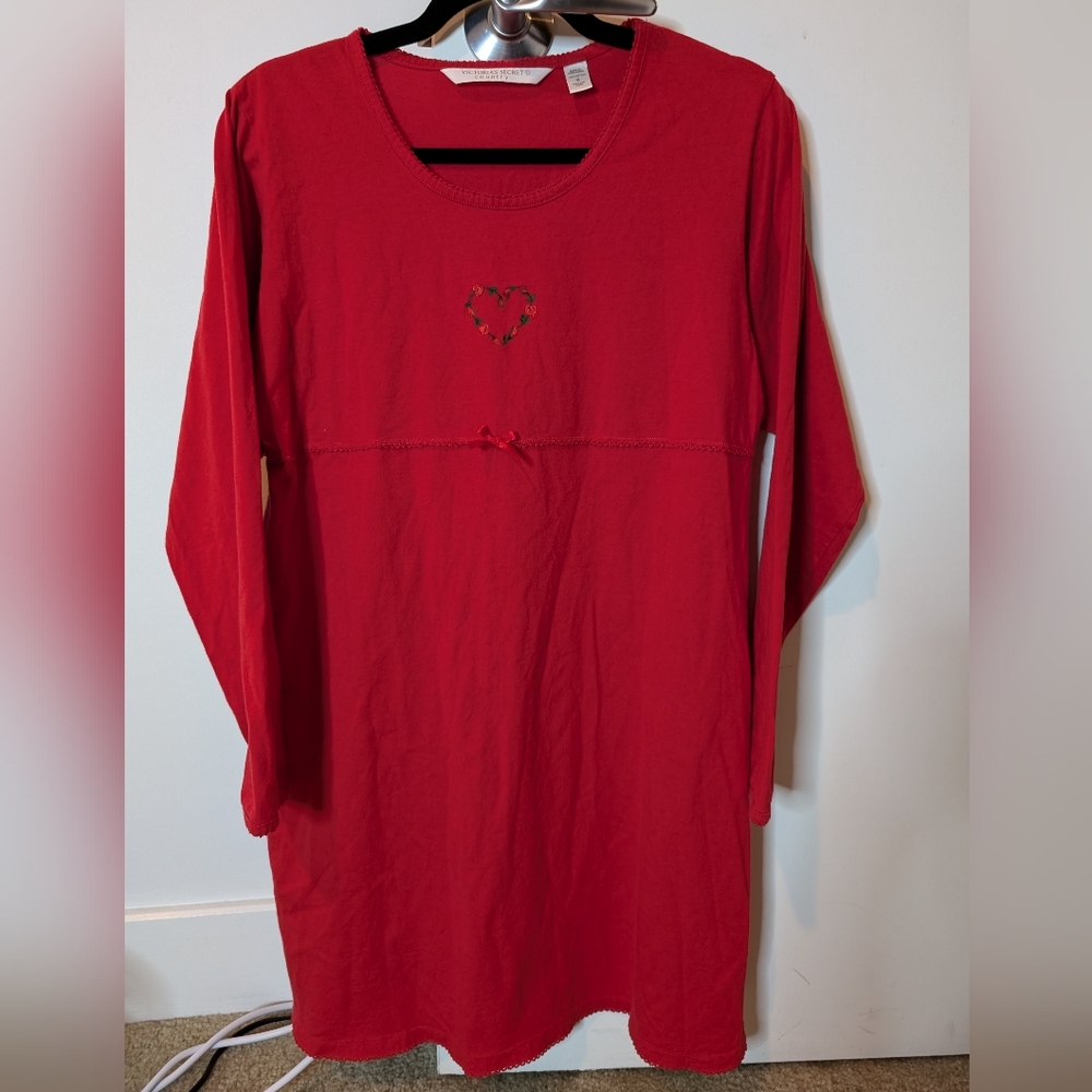 Vintage Victoria's Secret Country Nightgown with Heart Embroidery